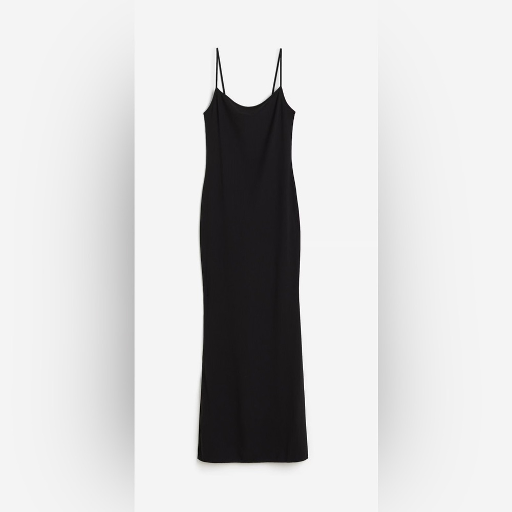 H&M Black Ribbed Maxi Dress